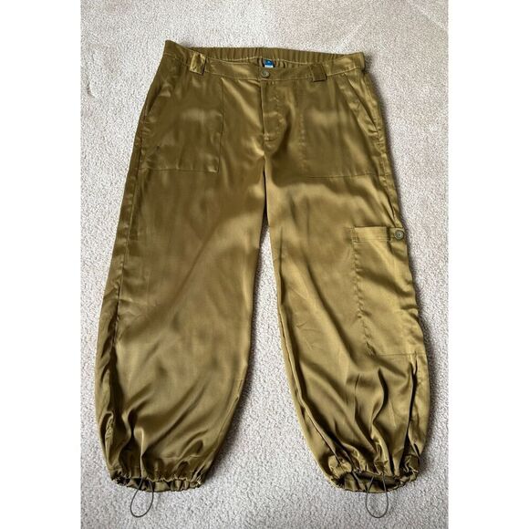 NEW Gap Satin Cargo Jogger Pants Olive Green XL - Picture 2 of 9
